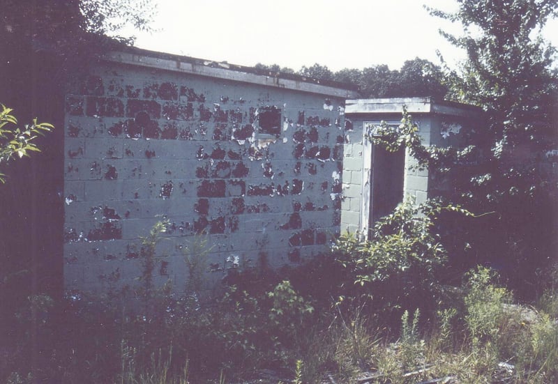 Projection and concession building showing
paint flaking off