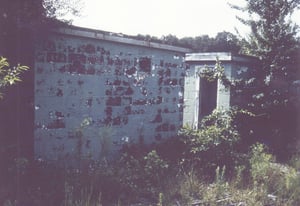 Projection and concession building showing
paint flaking off