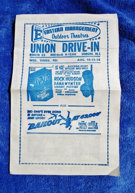 Union Drive-In movie flier from the summer of 1957.