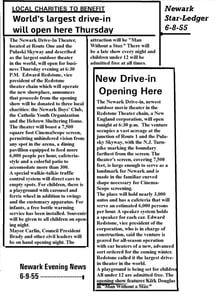 June 8 and 9, 1955 Grand opening newspaper articles on the Newark Drive-in Theaterretyped because Microfilm in such lousy shape.