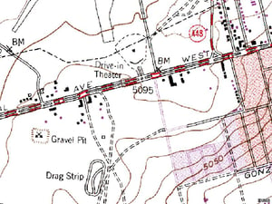 TerraServer map of former site on Central Ave at Airport Dr on the west side of town