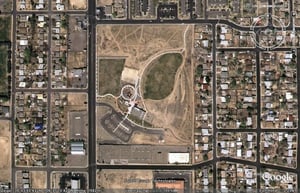 Aerial view of former drive-in site