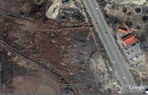 Aerial view of the flooded drive-in site