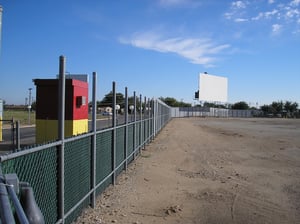Fiesta Drive-In ticket booth and screen.