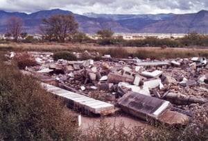 Debris of projection building