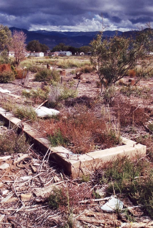 Remains of concrete support of screen tower