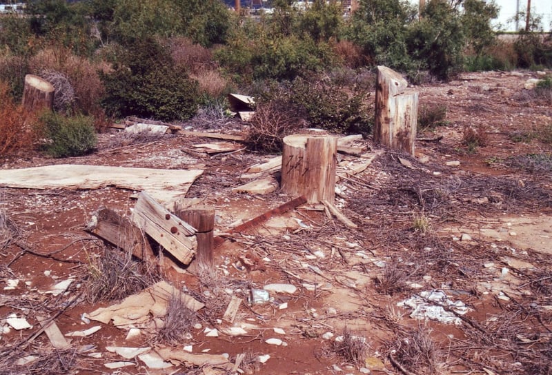 Stumps of screen tower