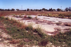 Concrete foundation of projection building
