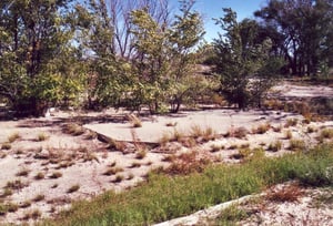 Remains of one of the twin ticket booths 
at main entrance
