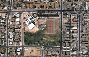 Aerial view of former drive-in site