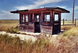 Ticket booth waiting in the New Mexico prairie of better times
