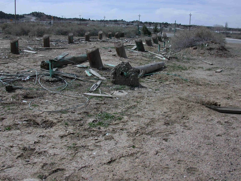 What's left of the tower supports.