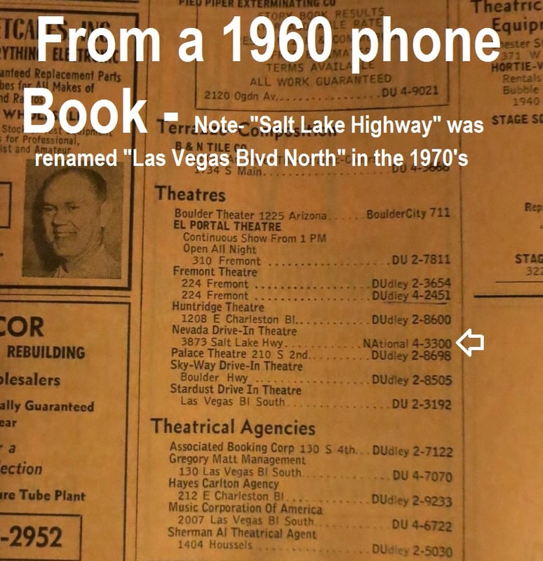 From the 1960 Las Vegas Yellow pages. Salt Lake Highway was later changed to Las Vegas Blvd. North.