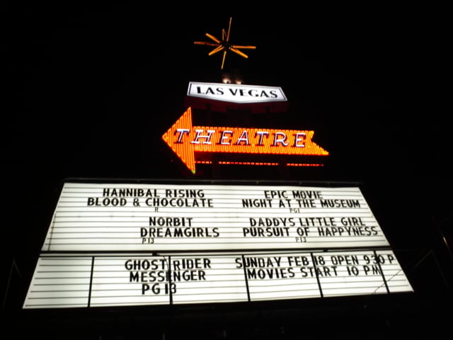 Marquee repaired.  Night time shot.