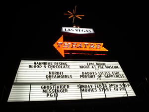 Marquee repaired.  Night time shot.