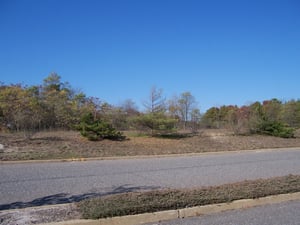 Looking at former access road from existing parking lot.