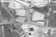 Aerial view of the East Twin West Twin Drive In on Walden Ave Depew NY