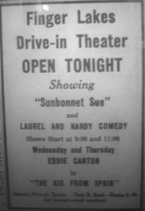 soft opening Add for the fingerlakes drive-in.Add placed in Auburn Citizen On July 15,1947