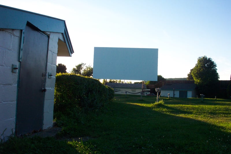 side of projection booth looking toward screen