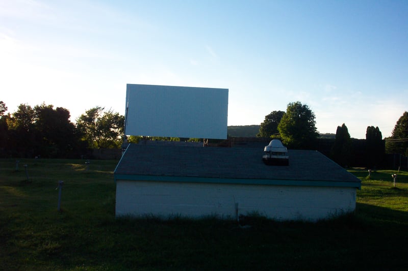 view of screen from behind the projection booth