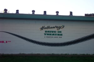 wall of snack bar facing lot