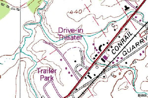 USGS map of DI location SW of town on US-11