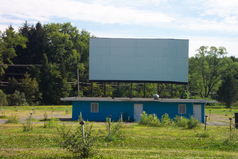 snack bar and screen from back of lot