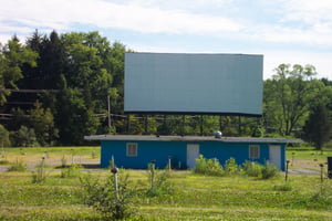 snack bar and screen from back of lot