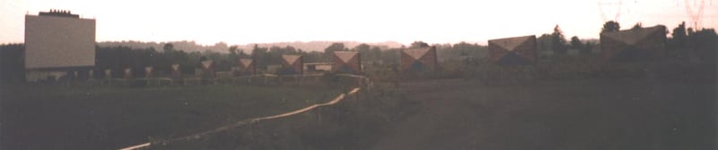 Exit with screen tower in background