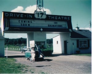 front sign of drive in with 1958 BMW Isetta