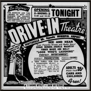 Grand opening ad for the Rochester Drive-in on Scottsville Road dated May 29, 1942