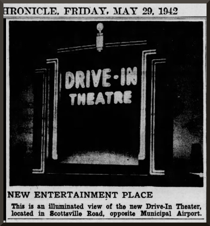 Newspaper article with graphic on grand opening of Rochester Drive-in, Scottsville Road, Rochester, NY dated May 29, 1942