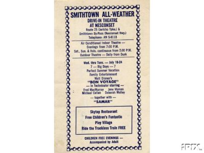 Handbill advertising the theater's indoor/outdoor options.