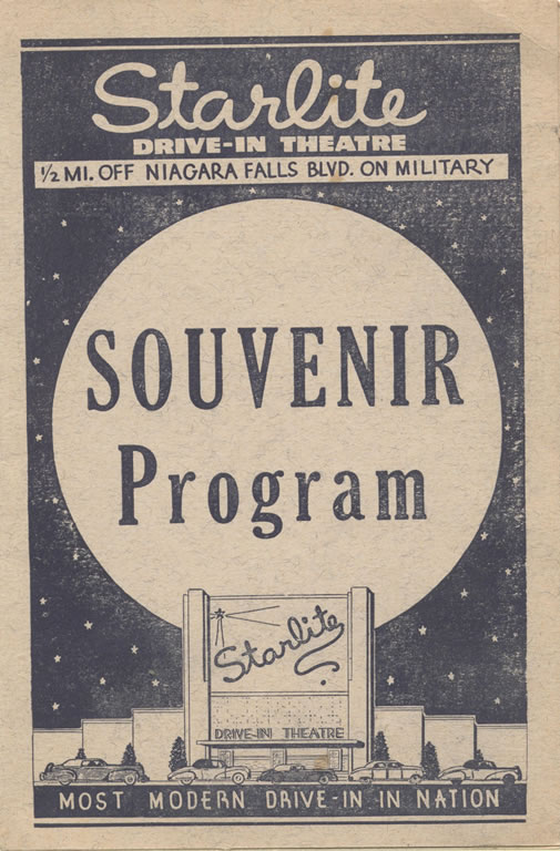 A shot of the cover of the program issued by the Starlite Drive In Niagara Falls NY