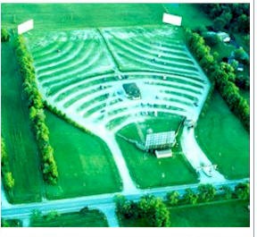 Picture of the layout of the drive in and picture of the marquee.