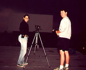 Jen & Kipp Sherer filming from the roof of the concessions building