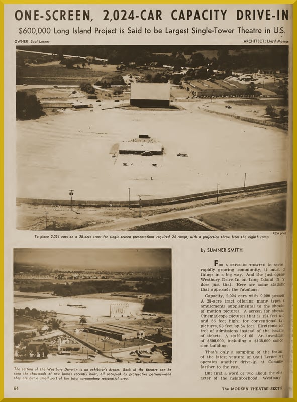 Westbury Drive-in Theater, Westbury NY from Box Office Magazine 1954 part one of four