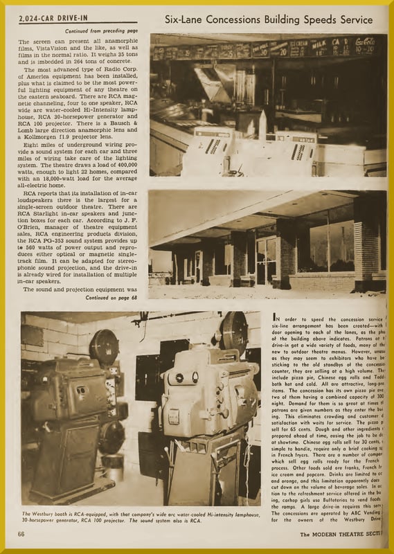 Westbury Drive-in Theater, Westbury NY from Box Office Magazine 1954 part three of four