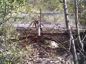 What appears to be the remains of a merry go round.