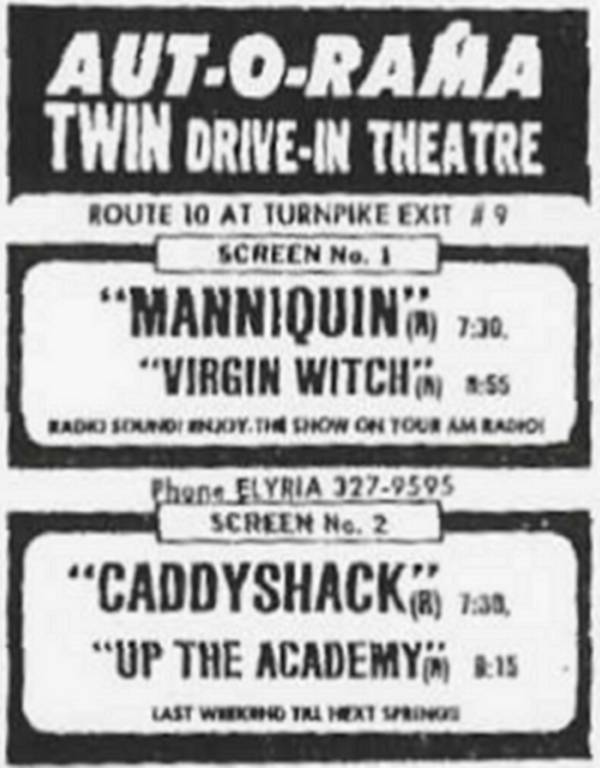 This is the ad for my first night at the Aut-o-rama in 1980. It was the last night of the season, and I just saw Up the Academy. I liked Stacey Nelkin and Alfred E. Newman. It was Ralph Macchio's first film. Boy, I wish I would of had enough time to see