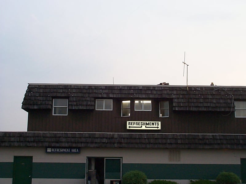 concession building with the projection booth on the second floor