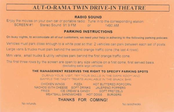 Aut-o-rama Twin Drive-In screen 1 flier.