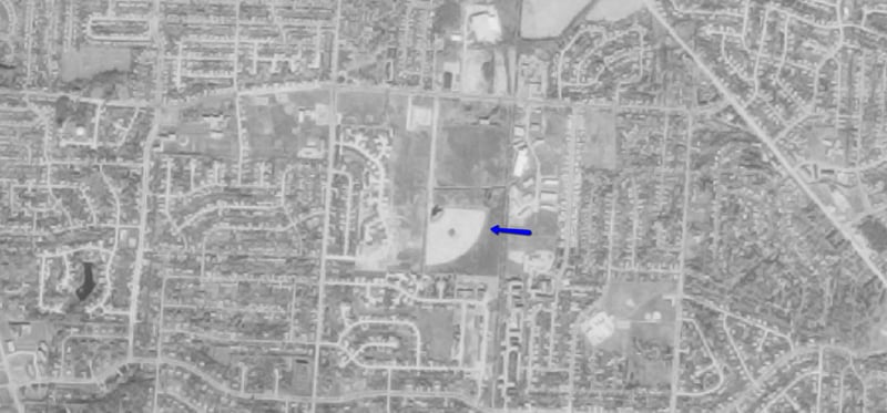 Aerial photo of drive-in location south of East David Road in Dayton.