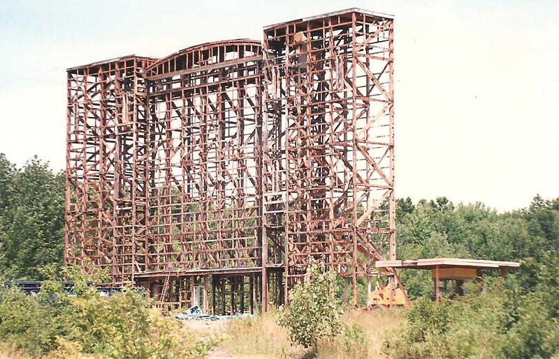 Carlisle drive-in structure during demolition