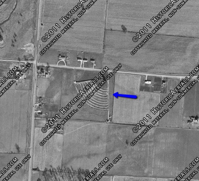 Aerial photo of the drive-in location on Hwy 296 east of US 68 in Urbana.