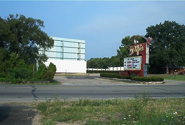 Marquee and new screen two, salvaged from the nearby Sherwood Twin Drive-In.