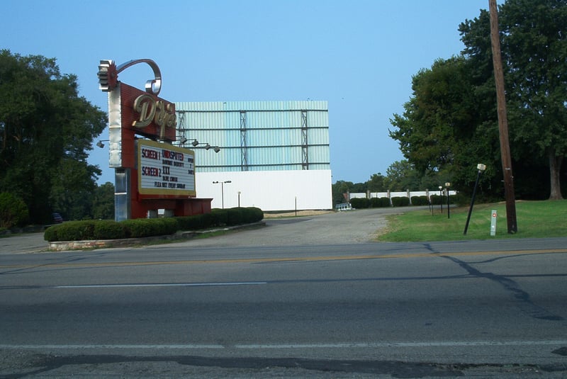 Marquee and new screen two, salvaged from the nearby Sherwood Twin Drive-In.