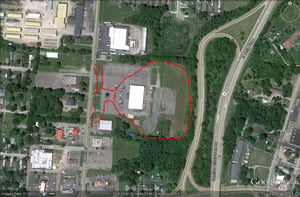 Google Earth image with outline of former site