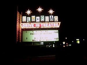 neon marquee at night.