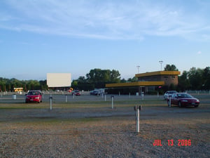 Here's the concession-projection building and the screen 1 lot from the screen 2 lot.